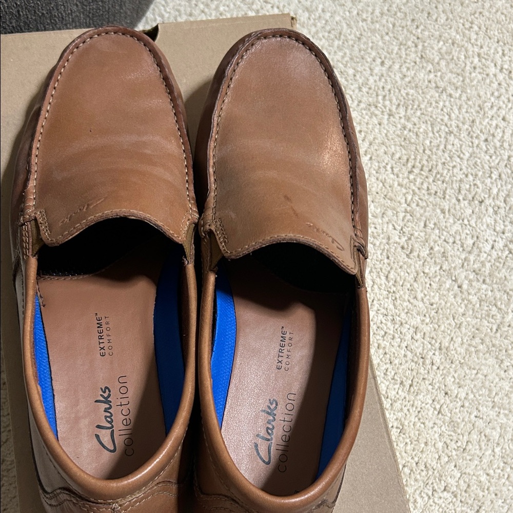 Clarks Men's Tan Leather Slip-Ons